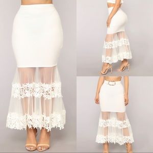 Fashion Nova Show Stopper Mermaid Skirt w/Mesh & Floral Appliqué